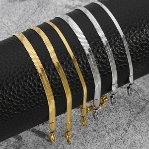 18K gold and silver plated titanium steel herringbone chains in multiple widths