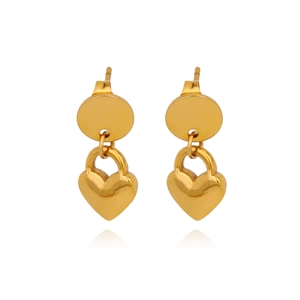 Boucles d'oreilles cœur élégantes en or 18k avec double boucle et finition mate raffinée