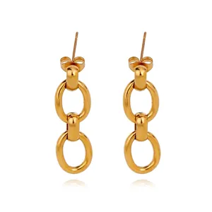 Boucles d'Oreilles Minimalistes en Acier Inoxydable 316L Géométrique Cœur Étoile Serpent Fleur Plaqué Or Bijoux Femme