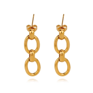 Boucles d'oreilles doubles anneaux en acier inoxydable doré au design moderne épuré