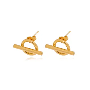 French Minimalist 316L Stainless Steel Geometric Earrings For Women Elegant OT Toggle Heart Star Round Dangle Stud Jewelry