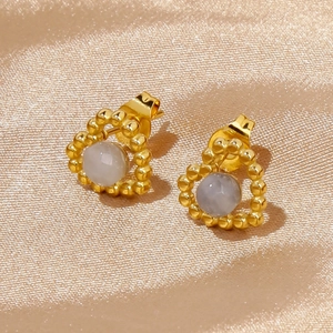 Boucles d'Oreilles Clous Vintage en Acier Inoxydable avec Strass pour Femmes Cœur Fleur Étoile Géométrique Plaqué Or Bijoux