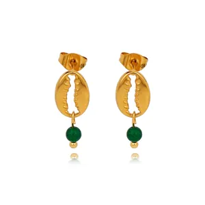 Vintage Stainless Steel Drop Earrings With Artificial Stone Rhinestone Shell Heart Evil Eye Design For Women Jewelry Gift