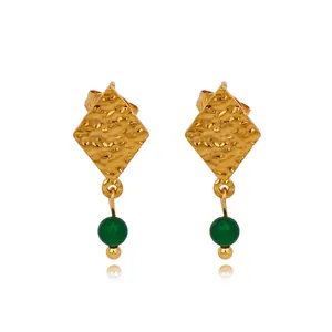 Orecchini a Goccia Geometrici in Acciaio Inossidabile Stile Francese Texture Lavica Foglia per Donna Orecchini Pendenti in Strass Placcati Oro Gioielli