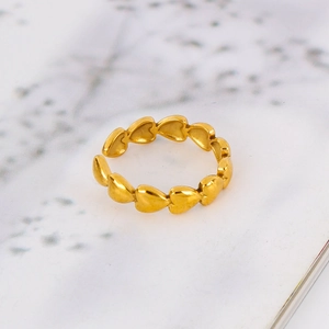 18K Gold Plated 316L Stainless Steel Heart Ring For Women Adjustable Open Geometric Dainty Fashion Jewelry Ring Gift