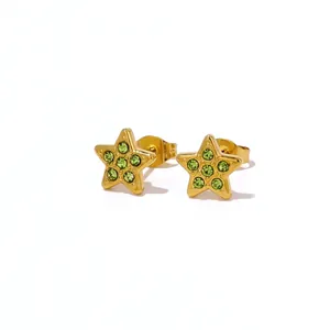 Vintage 316L Edelstahl Stern Herz Ohrstecker Mit Zirkon Vergoldet Geometrische Ohrringe Für Damen Täglicher Schmuck