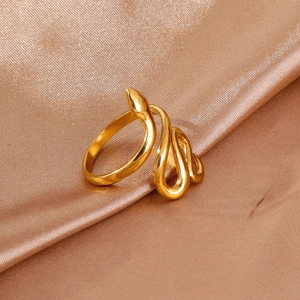 Elegant 18k gold-plated stainless steel snake ring with wrap-around minimalist design