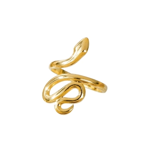 Polished 18k gold plated stainless steel snake ring with elegant wrap-around design