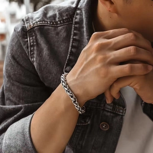 Retro Stainless Steel Dragon Bone Chain Bracelet For Men Women Gold Steel Tone Wheat Woven Link Bracelet Jewelry Gift