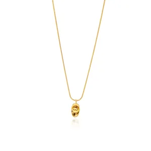 Collier Chaîne Serpent en Acier Inoxydable 316L Plaqué Or 18K Avec Pendentif Lingot d'Or Chanceux Bijoux pour Hommes Femmes