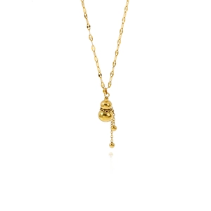 18K Gold Titanstahl-Halskette mit Flaschenkürbis-Anhänger und Quasten-Anhängern