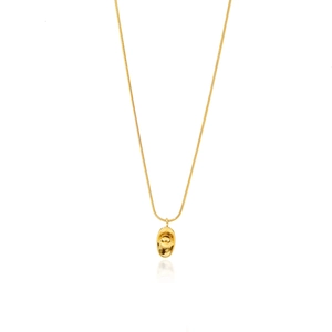 Collier avec pendentif lingot d'or poli et chaîne serpent délicate en finition miroir