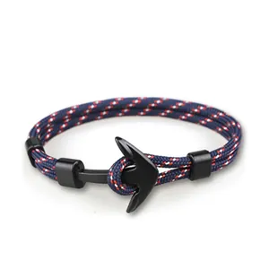 Bracelet Tressé Ancre Nautique pour Hommes Boucle Ancre en Alliage Corde en Polyester Style Sportif Bijoux Unisexe