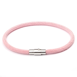 Pink braided rope bracelet with magnetic clasp for couples and Valentine's Day gifts