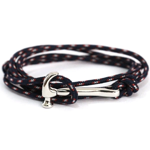 Pulsera trenzada azul roja blanca con dije de martillo de plata para hombre y mujer