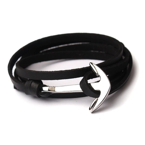 Bracelet Nautique en Cuir Enroulé Multicouche Fermoir en Alliage Style Maritime Rétro Bracelet Unisexe Bijoux de Mode