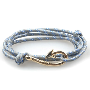 Bracciale in Corda Intrecciata con Amo da Pesca in Stile Nautico Vichingo per Uomo Donna Bracciale Avvolgente in Paracord Regolabile Chiusura in Lega d'Oro Gioielli Marini