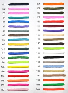 Detail view of 40 colors chart for durable military paracord and outdoor ropes
