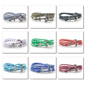 Sélection de 9 bracelets ancre en paracorde tressée avec fermoirs nautiques en argent