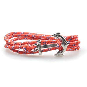 Bracelet ancre marin tressé à la main en nylon orange et bleu pour homme et femme