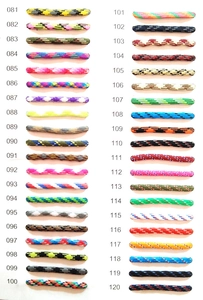 Detailed catalog showing 40 colorful woven paracord patterns with specific color numbers