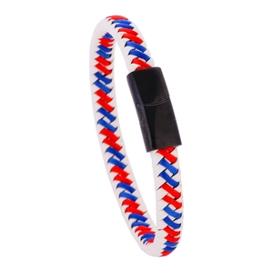 Three-color braided leather rope bracelet with matte black magnetic metal clasp for couples
