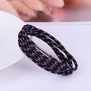 Bracciale multistrato intrecciato in pelle PU con cordini nautici e chiusura in argento