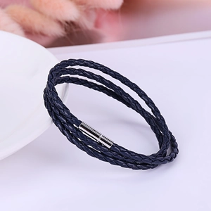 Bracciale Wrap in Pelle PU Intrecciata a Mano Multistrato Per Donna Uomo Chiusura Magnetica Stile Nautico Braccialetto in Corda Intrecciata Gioielli di Moda