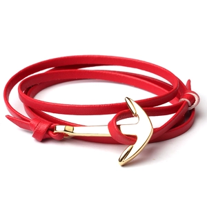 Viking Anchor Wrap Bracelet For Men Women Nautical Style Multi-Layer Synthetic Leather Rope Gold Silver Alloy Clasp Punk Jewelry Gift