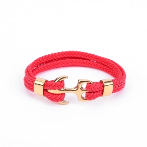 Nautical Braided Bracelet For Men Women Titanium Steel Anchor Clasp Leather Rope Wristband Fashion Jewelry Accessory Gift