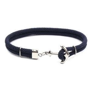 Bracelet Tissé Ancre Nautique Pour Hommes Femmes Acier Inoxydable Corde de Milan Fait Main Style Marine Bijoux de Couple Accessoire