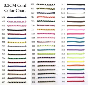 Nuancier détaillé des cordons tissés de 0,2 cm pour bracelets de série marine