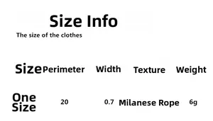 Detailed size chart for the Milan rope woven concentric knot bracelet showing 20cm perimeter