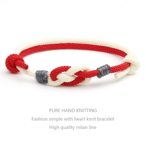Handmade Milan Cord Braided Bracelet Heart Knot Adjustable Cord Bracelet For Couples Women Men Chinese Style Jewelry Gift