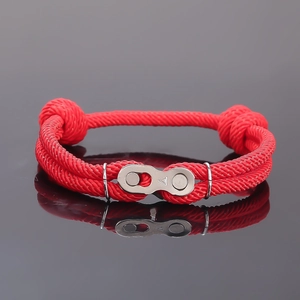 Bracelet Minimaliste en Corde Tressée Avec Boucle en Maillon de Chaîne de Vélo Corde en Nylon Ajustable Chaîne à Main Style Industriel Sportif Bijoux Unisexe