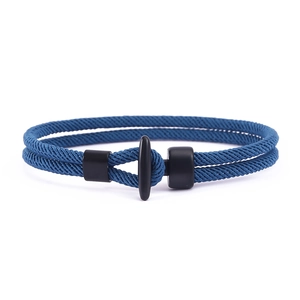 Minimalistisches dunkelblaues Segeltau Armband mit schwarzem Knebelverschluss Unisex