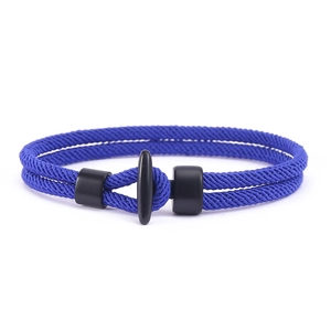 Königsblaues geflochtenes Seilarmband mit minimalistischem schwarzem T-Verschluss-Design