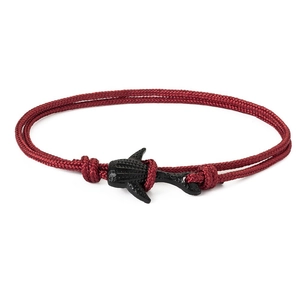 Bracelet en Corde de Milan Tressée avec Pendentif Requin Baleine en Alliage Réglable Série Marine Bijoux Unisexe Quotidien