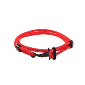 Bracciale a corda intrecciata rossa con chiusura a ancora delfino nera per coppie