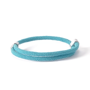 Minimalist turquoise braided anchor bracelet with adjustable silver metal buckle clasp