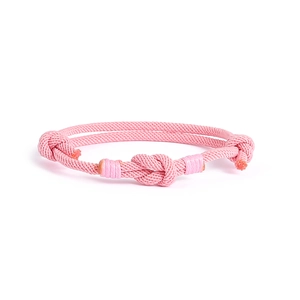 Bracciale intrecciato rosa con nodo concentrico e design a doppio filo per coppie