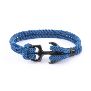 Bracelet Tissé Ancre Nautique Hommes Femmes Boucle en Acier Inoxydable Bracelet Enveloppant en Corde Paracorde Bijoux Casual