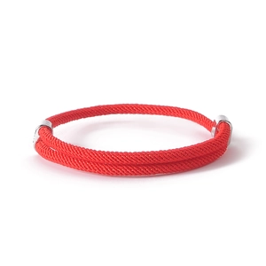 Red braided rope anchor bracelet with adjustable double silver metal buckles for lovers