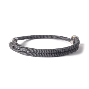 Detail showing high-quality dark grey woven rope texture and silver anchor clasp