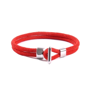 Minimalist Double Layer Woven Milan Cord Bracelet With Alloy Toggle Clasp Handmade Unisex Street Style Nautical Jewelry