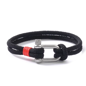 Bracelet en Corde Tressée avec Boucle en U en Acier Inoxydable Bracelet Nautique de Survie pour Hommes Femmes Bijoux Cadeau Couple