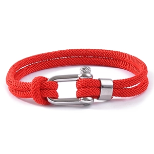 Nautical Stainless Steel Shackle Braided Rope Bracelet U Shape Horseshoe Buckle Milan Cord Double Layer Hand Rope For Unisex Jewelry