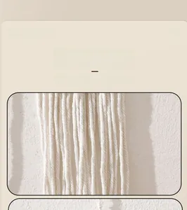 Close-up of bohemian hand-woven white cotton rope texture on storage rack ornament