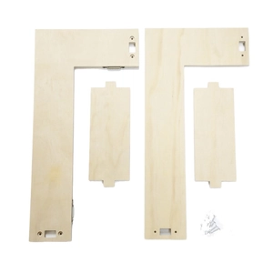 DIY-Montageset für zweistöckiges Wandregal aus hellem Holz mit Zubehör und Schrauben