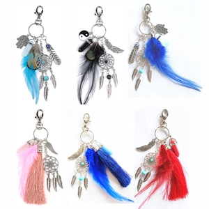 Bohemian Traumfänger Schlüsselanhänger Für Damen Legierung Naturkristall Stein Feder Hamsa Hand Böser Blick Tasche Anhänger